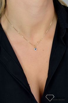 Złota zawieszka DIAMENT 585 okrągła szafir, diamenty P 330SAP Y 💎 Złota okrągła zawieszka wykonana z najwyższej jakości złota próby 585 (3).JPG
